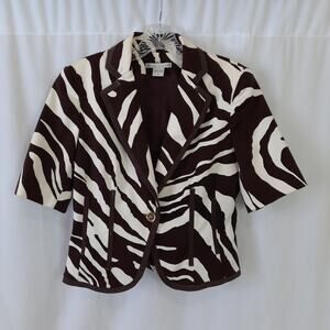 Peter Nygard Brown/White Zebra Stripe Blazer Jacket